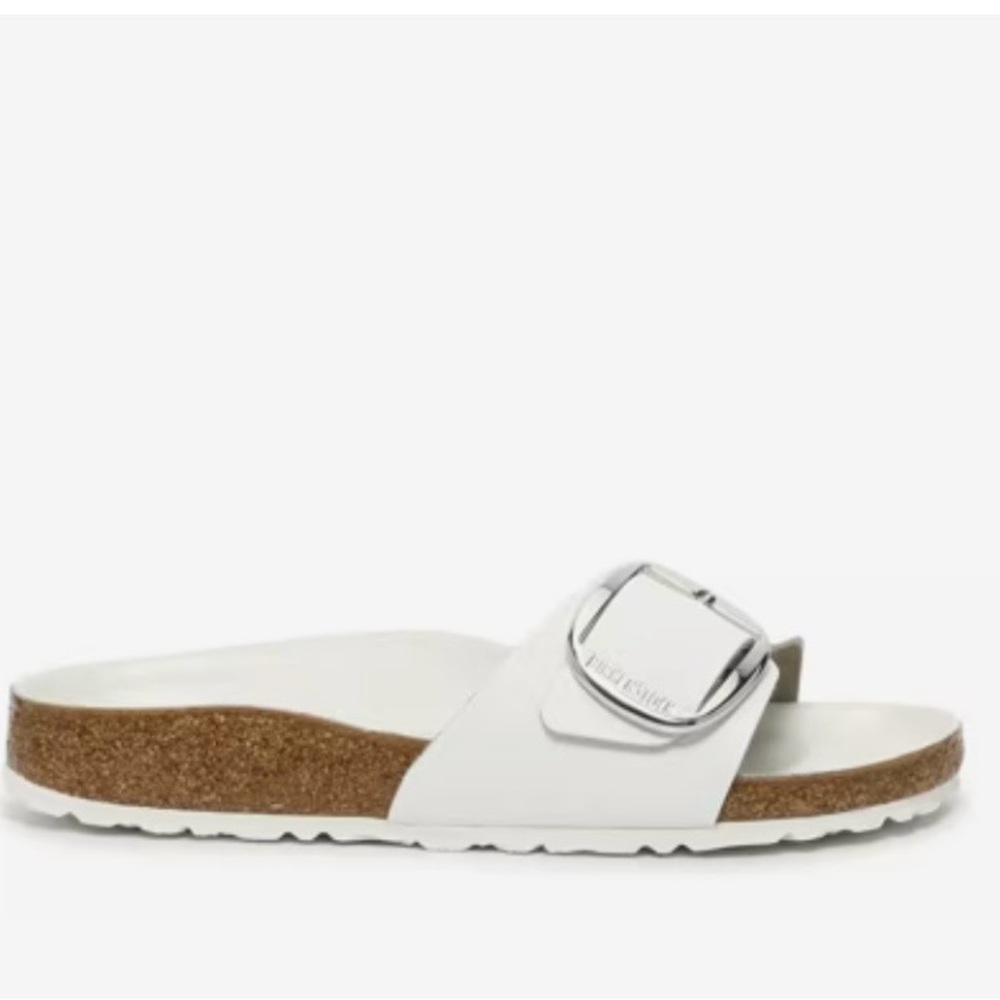Birkenstock MADRID White Sandals with Metallic Buckle - Picture 6 of 10